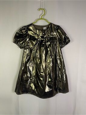 GAP Metallic Gold Bow-Front Girls Party Dress